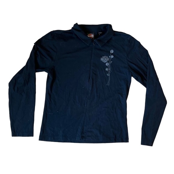 Women's Harley Davidson Motor Cycles Black‎ Zip Up Pullover SZ XL - Picture 1 of 4